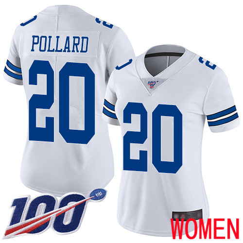 Women Dallas Cowboys Limited White Tony Pollard Road 20 100th Season Vapor Untouchable NFL Jersey